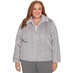 アルフレッド ダナー レディース アウター ジャケット・ブルゾン プラスサイズ Plusize Alfredunner Sculpted Faux Fur Zip Up Jacket Gray グレー