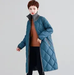 ＜在庫処分＞秋冬用中長コート ブルー｜立ち襟・厚手コットンジャケット Mサイズ  bu1