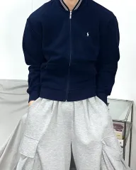 ポロ ラルフローレン ゴルフ ネイビー ニット ジップアップ S