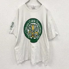 古着 used　GILDAN　ギルダン　半袖プリントTシャツ　ワニ　サッカー　白　ホワイト　XLサイズ