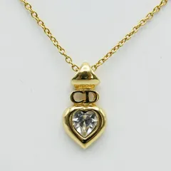 Christian Dior クリスチャンディオール CD/ハートモチーフ ラインストーン GP ネックレス ゴールド M08-k036