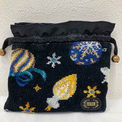FEILER ◇ダズリングオーナメント◇巾着ポーチ◇ブラック - メルカリ