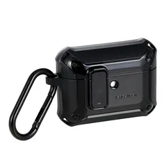 【新品】 エレコム AirPods Pro 3 第3世代 2025年用 ハイブリッドケース 耐衝撃 衝撃吸収 カラビナ付き ZEROSHOCK ロック機能 エアークッション 二層構造 コーナークッション magsafe充電 ブラック AVAWAP07ZER 0