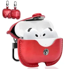 【新品】 INIAYOH For Airpods3 レザーケース Airpods 3 カバー 本革製ケース 本革PU革 全面保護 耐衝撃 防水防塵 持ち運び便利（レッド） 1