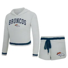 アンブランデッド レディース アンダーウェア ナイトウェア ショートパンツ パーカー Unbranded Womens Conceptsport Gray Denver Broncos Whitley Long Sleeve Hoodie Top Shorts