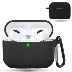 【新品】 For airpods pro ケース カバー [ESEENN] 対応 airpods pro 第1世代 柔らかく快適なシリコン素材（カラビナ付き ）損失の防止 落下防止 キズ防止 耐衝撃 装着充電可能 防水 防塵 （ブラック）