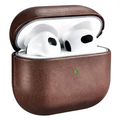 【新品】 ケース for AirPods 3（2021年10月発売） EUKUS for AirPods 第3世代 ケース 革 用 保護 カバー エアーポッズ3 用 分離式 全面保護 落下防止 耐衝撃 指紋防止 紛失防止 装着充電可能 充電便利 LEDライ 0