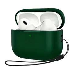 【新品】 For AirPods Pro3 2025 ケース 紛失防止用のラビナ付き 軽量 キズ防止 防塵 装着充電可能 傷つきにくい 柔らかなシリカゲルのスポーツ スリムソフト ケース カバー AirPods Pro 3 2025 用 保護カバー（グリー 0
