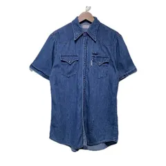 BLUE BLUE　ダンガリーシャツ　半袖　シャツ　トップス　デニム　無地　ウエスタン　スナップボタン　胸ポケット　日本製　アメカジ　古着　/1125