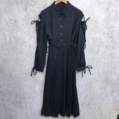 【 新品タグ付き 】MILY BILET ミウィビレット 肩開き リボン 使い スティッチ 配色 ワンピース ネイビー XLサイズ 〇□☆