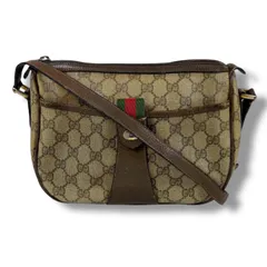 オールドグッチ　OLD GUCCI シェリーライン　ショルダーバッグ　GGスプリーム　PVCレザー　ブラウン