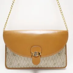 M06-k082 Christian Dior クリスチャンディオール ハニカム柄 PVC/レザー チェーンショルダーバッグ ベージュ