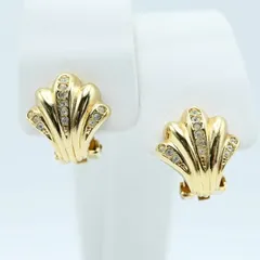 M06-k111 Christian Dior クリスチャンディオール デザイン ラインストーン GP イヤリング ゴールド