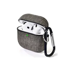 【新品】 CAGOS AirPods 4ケースカバー エアーポッズケ ース 第4世代用 キャンバス素材保護 分体設計 おしゃれ ワイヤレス充電対応 カラビナ付き LEDライト可視化 キズ防止 耐衝撃 軽量 防塵 紛失防止 持ち運び便利(褐色, AirPod 1