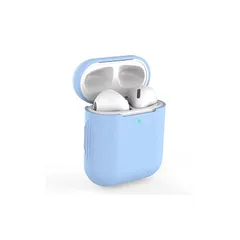 【新品】 AirPods ケース AirPods第2世代と第1世代に適用（前のLEDライトが見える） シリコンカバー Apple エアー ポッズ カバー 軽量 小型 かわいい TPUケース 耐衝撃 (スカイブルー) 0