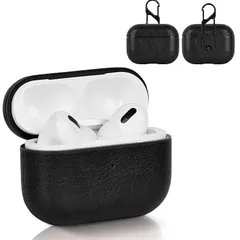 【新品】 YAODLE AirPods Pro ケース 第2世代 (2023/2022) エアーポッズプロ ケース 本革 イタリアンレザー エアーポッズプロ用 カバー 高級 PU革 装着充電可能 LEDライト可視 ワイヤレス充電対応 持ち運びに便利(ブラッ 0