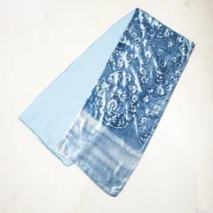 M07-k018 GIORGIO ARMANI LE COLLEZIONI ジョルジオアルマーニ コレッツィオーニ シルク/レーヨン デザイン柄 ストール マフラー ブルー