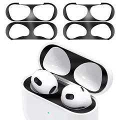 【新品】 OHMYGD 対応 AirPods 4 ダストガード airpods 4 シール 金属汚れ防止 エアーポッズ4 ガードカバー 極薄18K メッキ 埃 ほこり 砂鉄 侵入防止 防塵(4セット&ブラック) 0