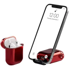 【新品】 【2021年AirStand】AirPods 用ケース 携帯電話スタンド付きのAirPodsケース TPU& PC全面保護カバー 耐衝撃 ワイヤレス充電対応 カラビナ・キーチェーン付き AirPods1代 2代に対応 0のサムネイル