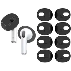 【新品】 A-Focus AirPods3対応 イヤーピース Fit in the case シリコン製 付けたまま充電可能 ズレ解消 汚れ防止 シリコンカバー イヤホンカバー 4セット8個 AirPod 3 のみに対応 ブラック 1