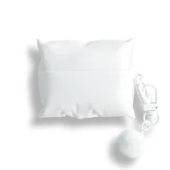 【新品】 UnnFiko for AirPods Pro3 ケース かわいい シリコンケース イヤホン保護ケース 可愛い枕型ヘッドホン収納バッグ ホワイトピロー エアポッド カバー ふわふわの毛玉付き エアポッド pro第3世代に適用 (AirPods P 0