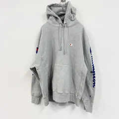 古着 used　Champion　チャンピオン　リバースウィーブ　スウェットパーカー/フーディー　デカロゴ　霜降りグレー　XLサイズ