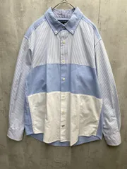 TOMMY HILFIGER トミーヒルフィガー フロントストライプ CUSTOM FIT ボタンダウン シャツ sizeM/水色  ■◇ メンズ