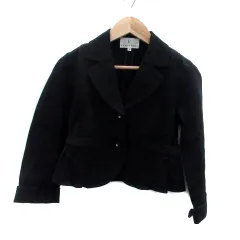 クミキョク 組曲 KUMIKYOKU テーラードジャケット シングル ミドル丈 ロールアップ リボン フリル ラインストーン L 120～130 黒 ブラック /HO16 女の子