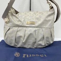 1189　russet　ラシット　トートバッグ　 2way　ショルダーバッグ　モノグラム　 総柄　ベージュ×ラベンダー系　ナイロン　 レザー　フロントタックミニショルダー　 チャーム付き　レディース