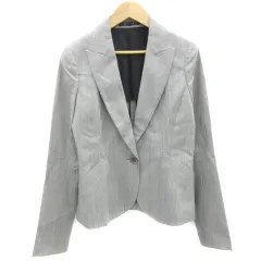 セオリー Theory テーラードジャケット ミドル丈 シングルボタン 総柄 0 ブラック 黒 /YM16