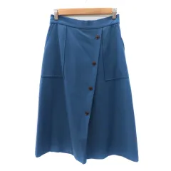 N.Natural Beauty Basic N.ナチュラルビューティーベーシック フレアスカート ボタンダウンスカート風 ロング丈 M 紺 ネイビー /YK8