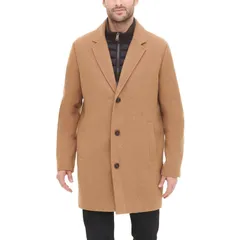 ドッカーズ メンズ アウター ジャケット・ブルゾン ウール コート Mens Dockers Wool Blend Topcoat with Bib Camel キャメルのサムネイル
