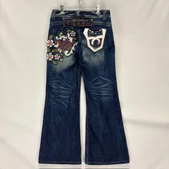 RED PEPPER ブーツカット ジーンズ フラワー パッチ ロゴ刺繍サイズ27 №5410/8 劣化あり 08032709 02
