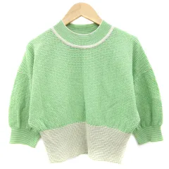 ジーナシス JEANASIS ニット カットソー ショート丈 七分袖 F グリーン 緑 /YM7