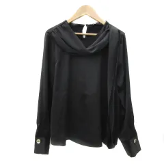 ザラ ZARA ブラウス カットソー 長袖 ボウタイ サテン XS 黒 ブラック /YS2