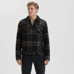 ハーレー メンズ アウター ジャケット・ブルゾン Mens Hurley Sherpa Lined Plaid Flannel Shacket Black Brown ブラックのサムネイル