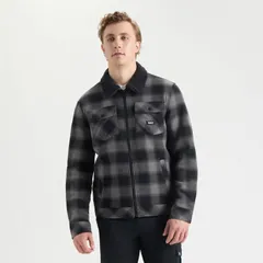 ハーレー メンズ アウター ジャケット・ブルゾン Mens Hurley Sherpa Lined Plaid Flannel Shacket Black ブラックのサムネイル