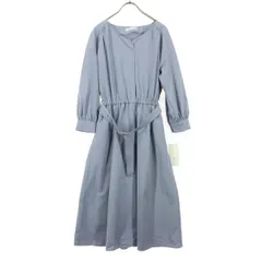 NATURAL BEAUTY BASIC ナチュラルビューティーベーシック 長袖 ロングワンピース S ブルー系 レディース 古着