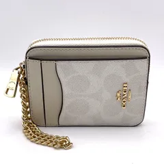 COACH コーチ シグネチャー チェーン付 コインケース コインケース FREE レディース レザー ホワイト 中古