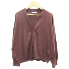 マカフィー MACPHEE トゥモローランド カーディガン ミドル丈 Vネック 麻 リネン S ブラウン 茶 /YM19