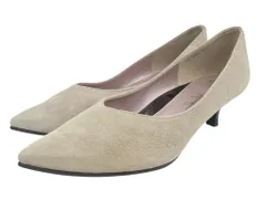 AQUA BELL (アクアベル) 日本製 銀座かねまつ SLENDER スエード パンプス 4cmヒール LSBF1953 24.5cm グレージュ レディース/028