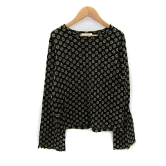 フリークスストア FREAKS STORE カットソー 長袖 ラウンドネック 花柄 F 黒 ブラック ベージュ /SY29