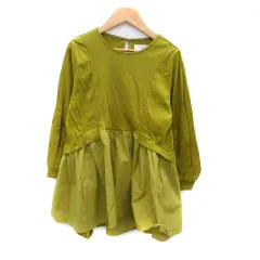 オペークドットクリップ OPAQUE.CLIP ブラウス カットソー ラウンドネック 長袖 切替 36 S 黄色 イエロー /HO30