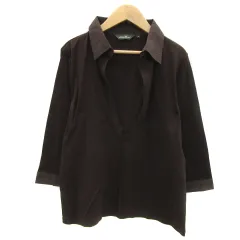 エディーバウアー EDDIE BAUER シャツ ブラウス 七分袖 スキッパーカラー 無地 PL 茶 ブラウン /YS29のサムネイル