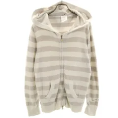 gelato pique ジェラートピケ ボーダー柄 長袖 ジップパーカー F ホワイト ルームウェア レディース 古着