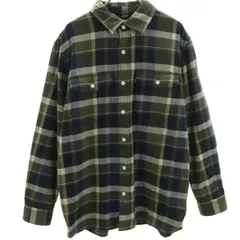 Levi's リーバイス チェック柄 長袖 ネルシャツ S カーキ メンズ 古着