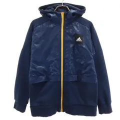 adidas アディダス 長袖 ジップパーカー 160 ネイビー キッズ 古着