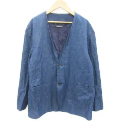 モンキータイム MONKEY TIME アローズ デニムジャケット ノーカラージャケット ミドル丈 シングルボタン S ネイビー 紺 /YM21