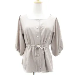 レイカズン Ray cassin ブラウス カットソー 七分袖 スクエアネック F ライトブラウン 薄茶 /YM14