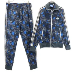 adidas アディダス 総柄 ウインドブレーカー 上下 セットアップ L グレー系 裏メッシュ メンズ 古着